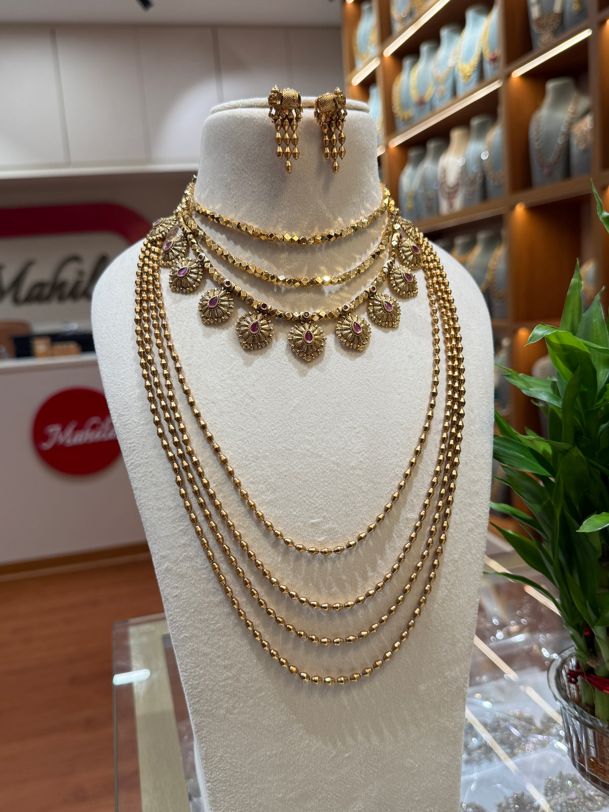 Antique Layer Beads & Chain Full Necklace Set | NC009
