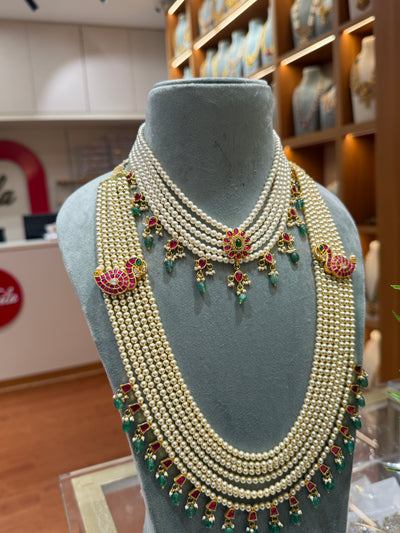 Jadau Kundan Layered Pearl Full Necklace Set | NC007