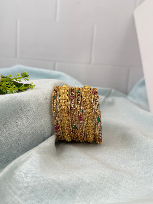 Royal Kaasu Antique Stone Bangle Set 0005
