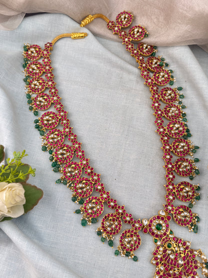 Premium Jadau Kundan Maharani Bottumala Long Necklace Set 1153