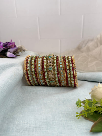 Luxurious Antique & Victorian Stone Bridal Bangle Set - 5329