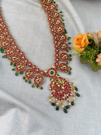 Premium Jadau Kundan Maharani Bottumala Long Necklace Set 1153