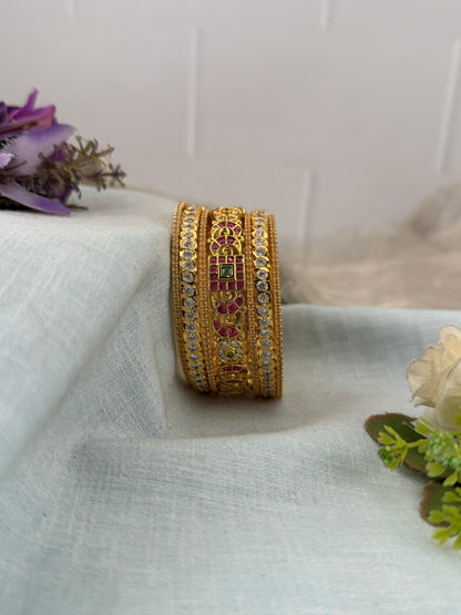 Premium Antique & Stone Bangle Set - 5327