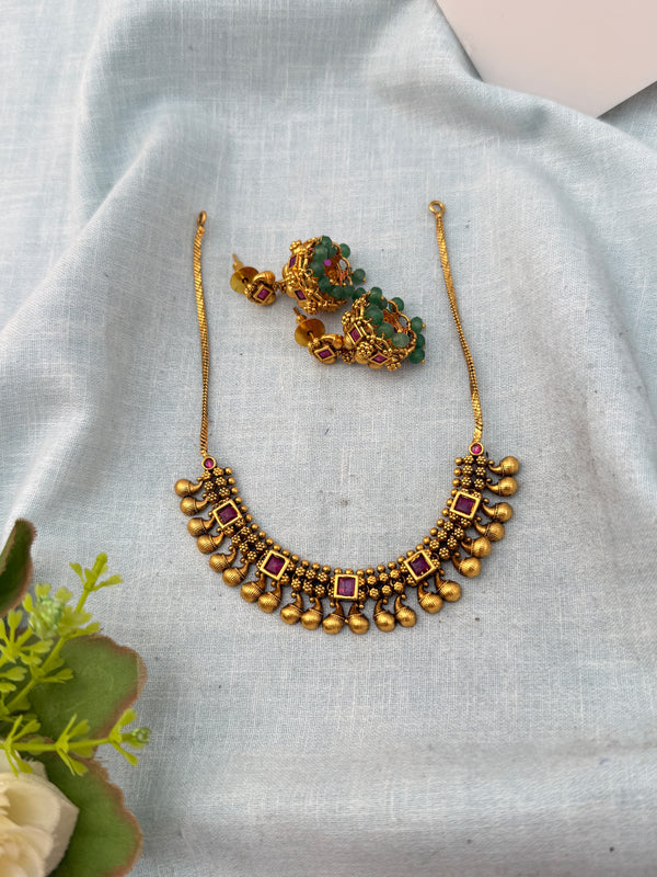 Antique Short Necklace Simple Set| N1247 A