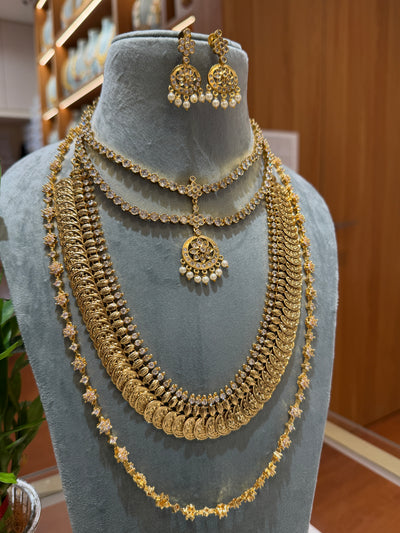 Gold like White Stone Full Necklace Set | NC011