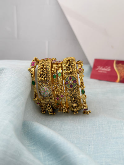 Antique Heritage Jadau Bangles & Kada Bridal Set 0049 (One Set)