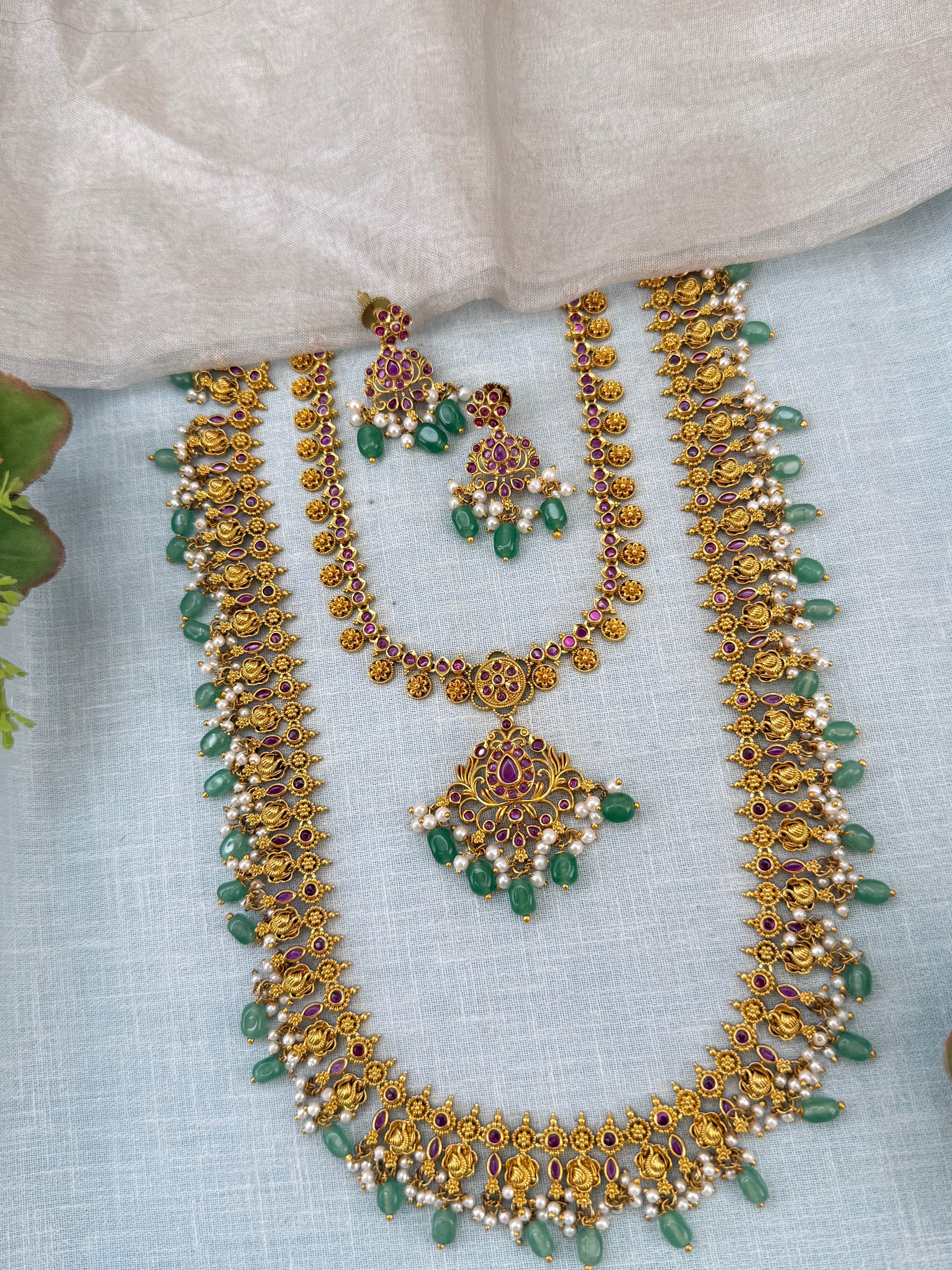 Royal Antique Semi Bridal Necklace Set 1155