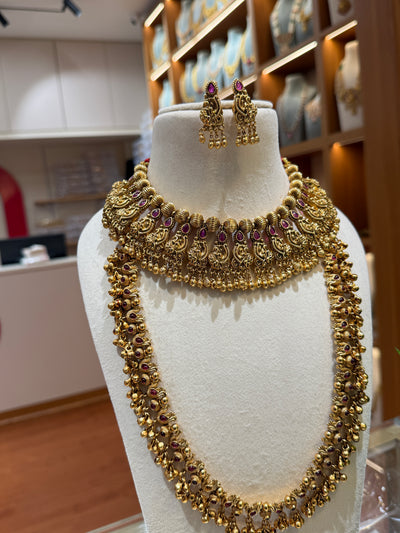 Antique Bell Beads Choker Chain Full Necklace Set | NC010
