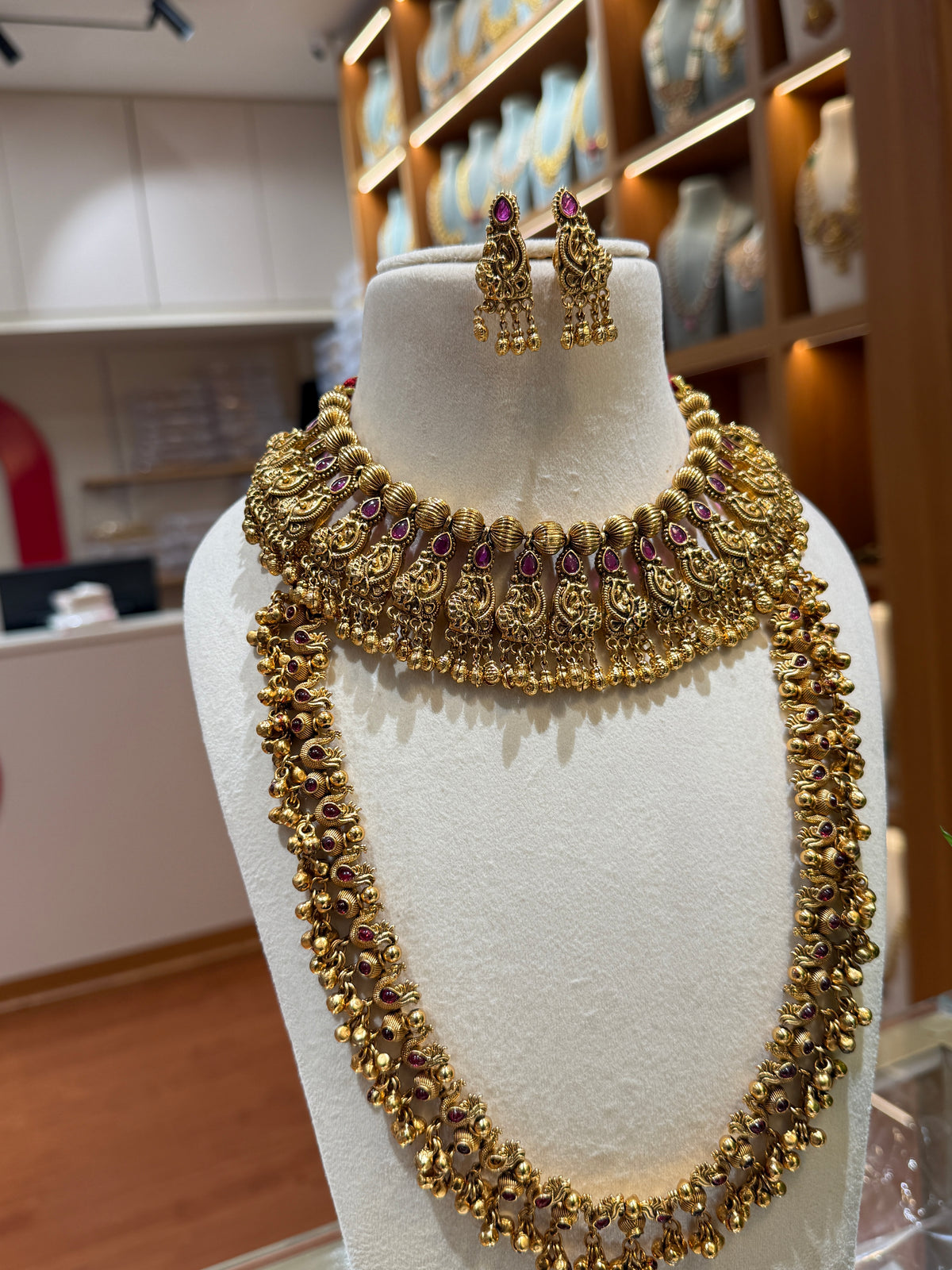 Antique Bell Beads Choker Chain Full Necklace Set | NC010