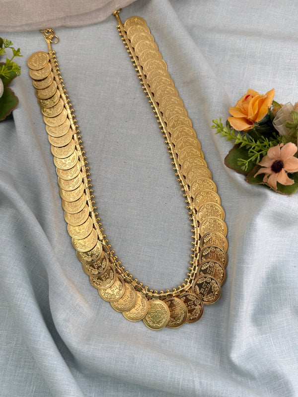 Luxurious Antique Gold Like Kaasu Long Necklace Set 24 inches 1066