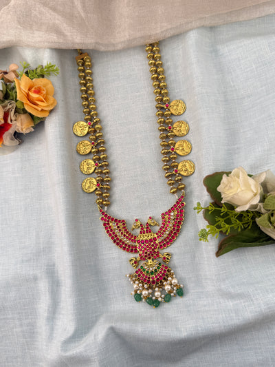 Jadau Kundan Gandaberunda Pendant Necklace Luxury Set N0456