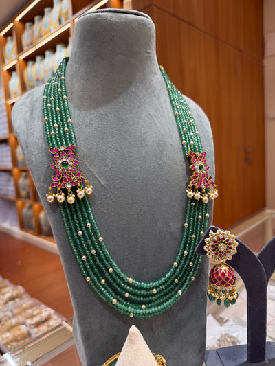 Green Beads Necklace, Kada and Jhumka Full Set | NC012