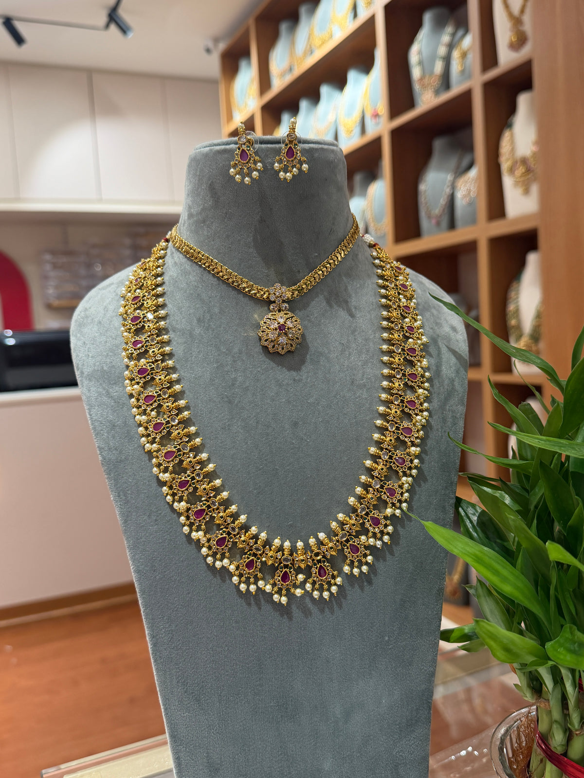 Antique Stone Bridal Necklace Full Set| NC016