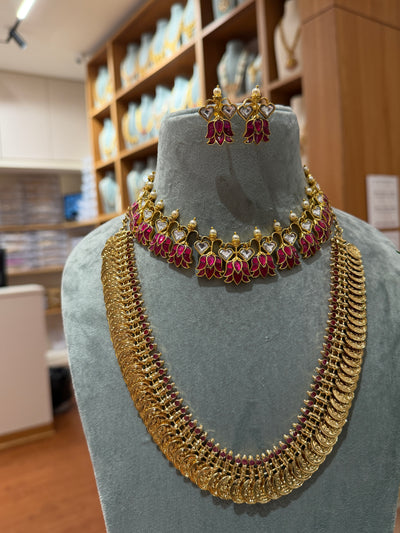 Jadau Kundan & Kaasu Full Necklace Full Set| NC018