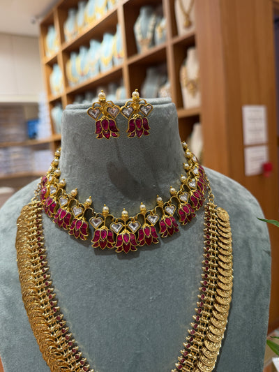 Jadau Kundan & Kaasu Full Necklace Full Set| NC018