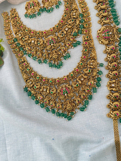 Antique Grand Gaja Lakshmi Jadau Full Bridal Necklace Set | 205