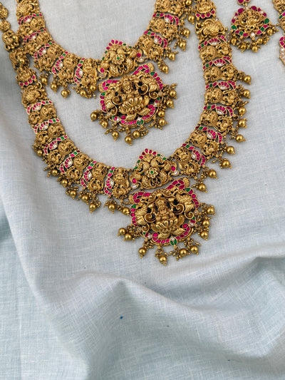 Antique Grand Jadau Lakshmi Peacock Full Bridal Necklace Set | 214