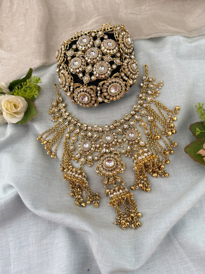 Hair bun, hair juda, hair jewellery, hair bun cage, kundan hair tie,