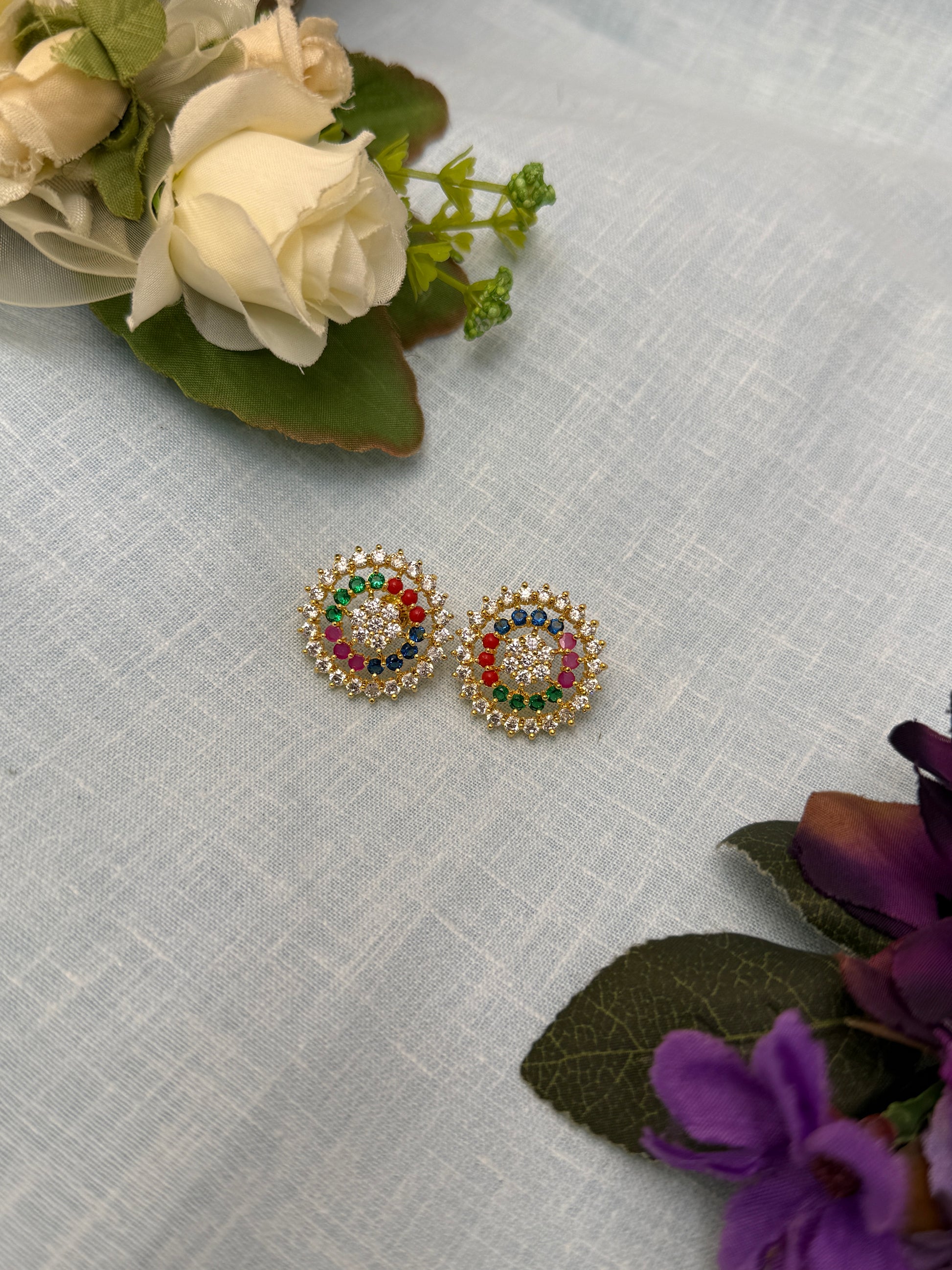 Stone Stud Earrings 0092 ( 10 Colours ) - Mahilas