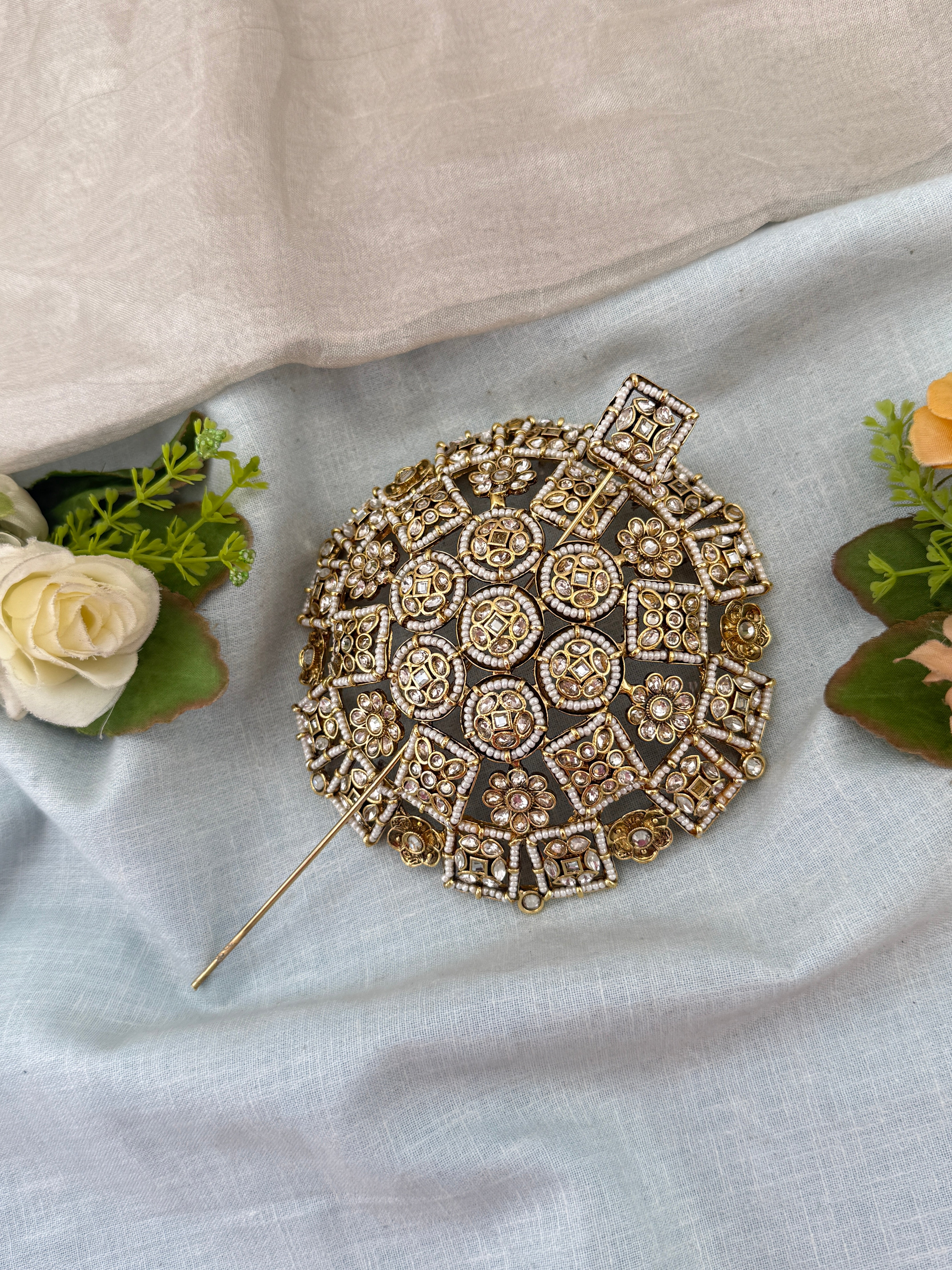 Hair bun, hair juda, hair jewellery, hair bun cage, kundan hair tie,