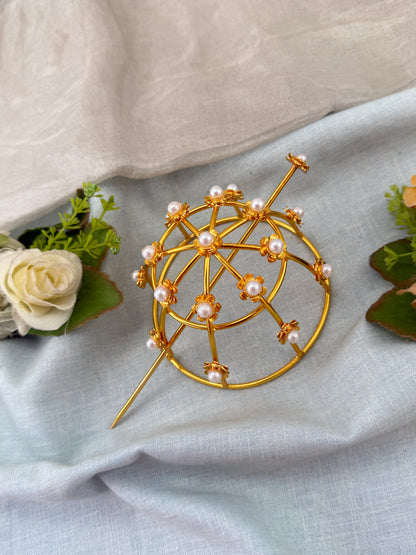 Luxurious Antique Pearl Bun Cage Kuppa 0163