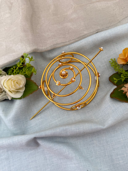 Hair bun, hair juda, hair jewellery, hair bun cage, kundan hair tie,