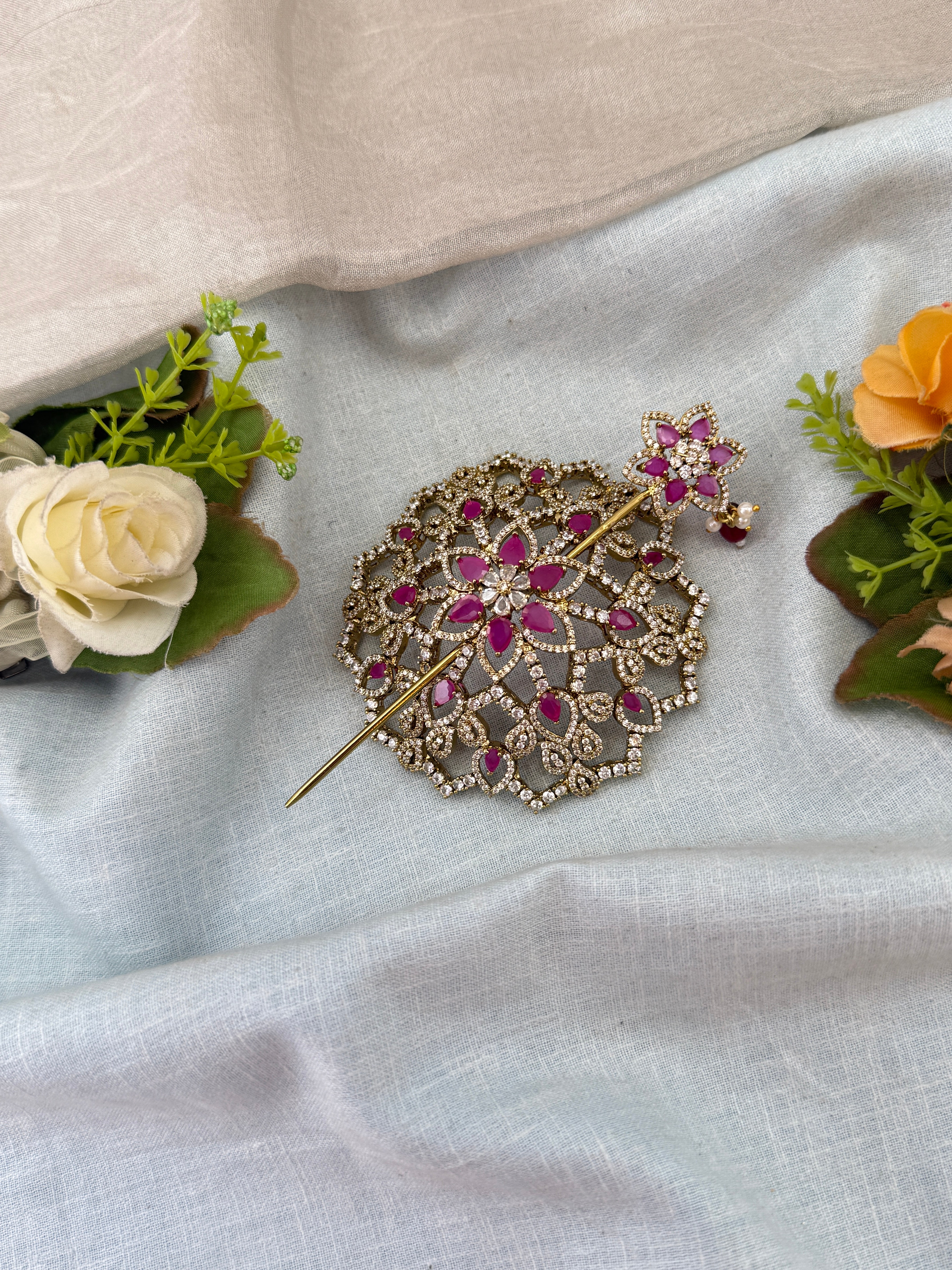 Hair bun, hair juda, hair jewellery, hair bun cage, kundan hair tie,
