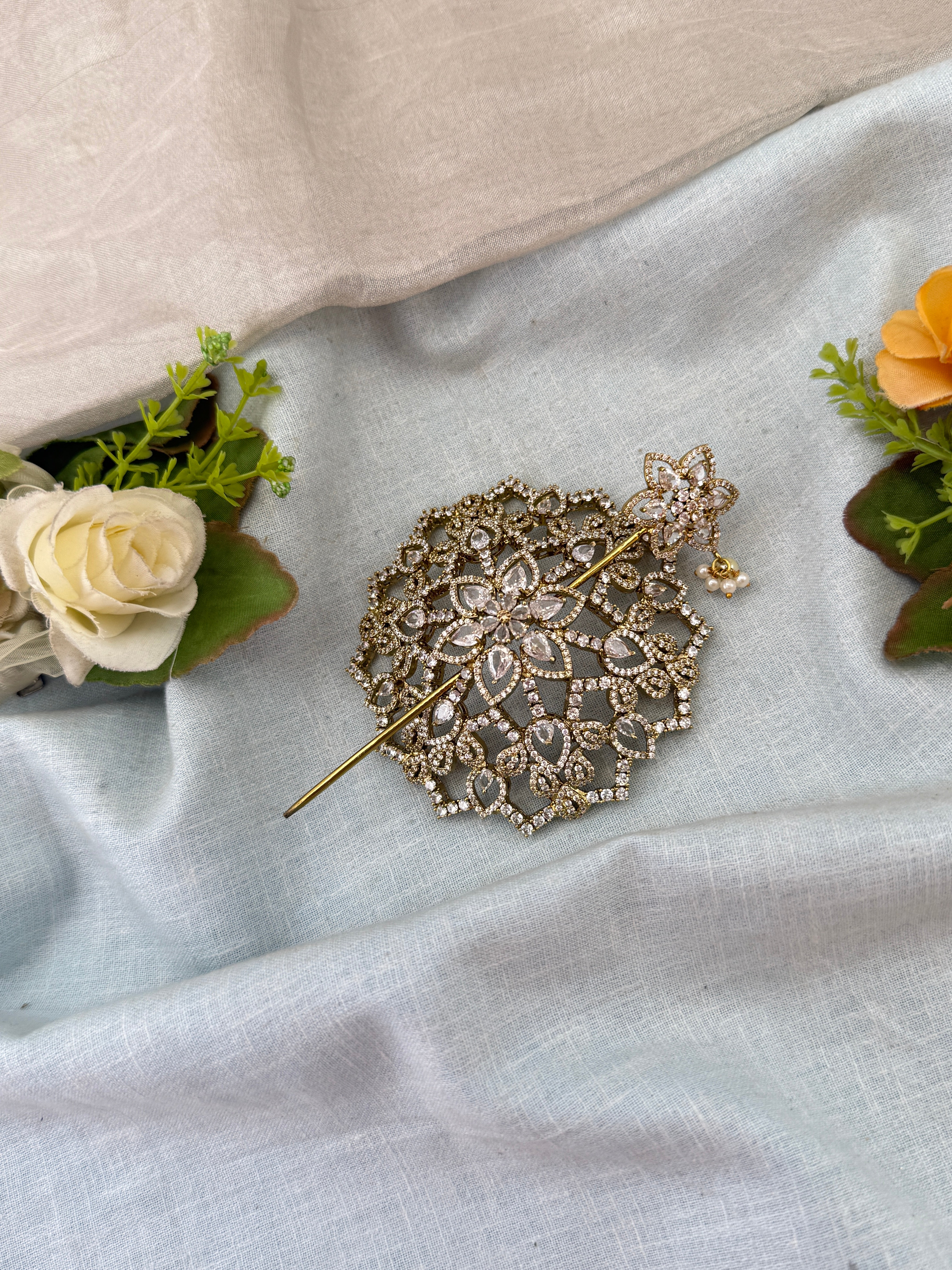 Hair bun, hair juda, hair jewellery, hair bun cage, kundan hair tie,