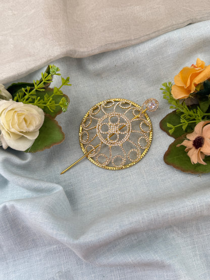 Hair bun, hair juda, hair jewellery, hair bun cage, kundan hair tie,