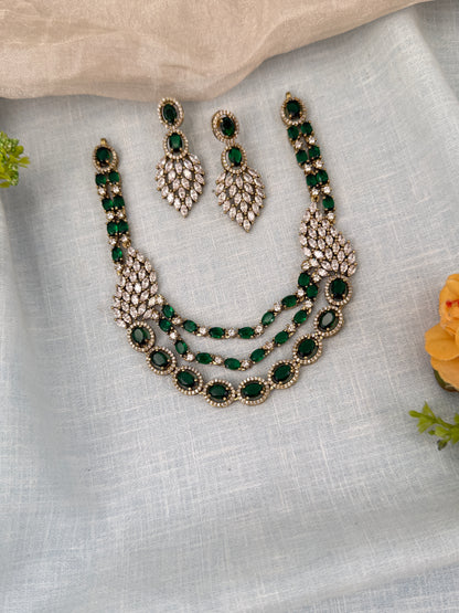 Luxurious Layer Stone Short Necklace Set 622