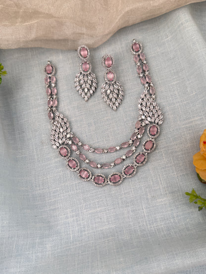 Luxurious Layer Stone Short Necklace Set 623