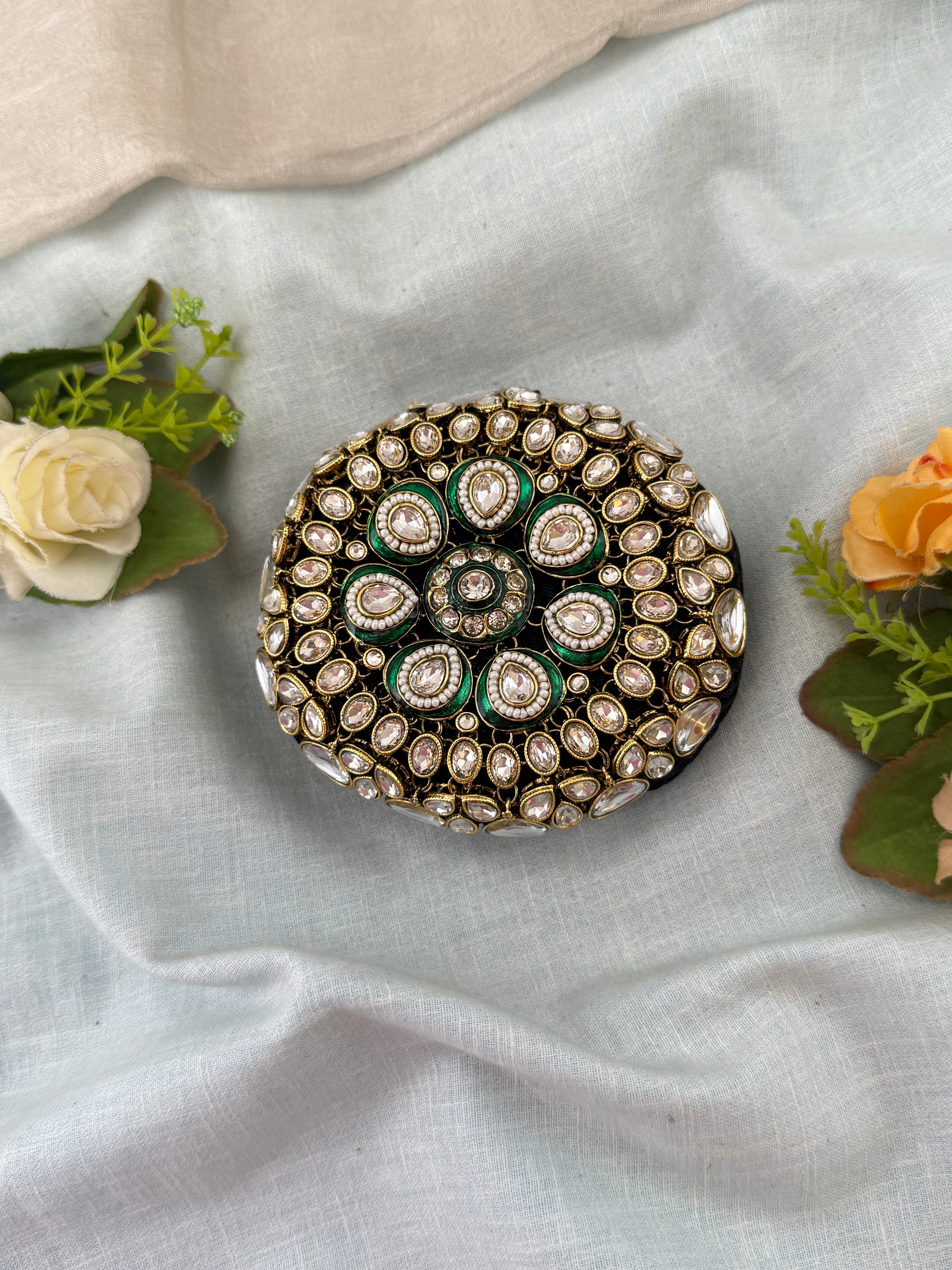 Hair bun, hair juda, hair jewellery, hair bun cage, kundan hair tie,