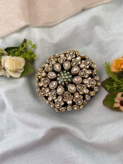 Hair bun, hair juda, hair jewellery, hair bun cage, kundan hair tie,