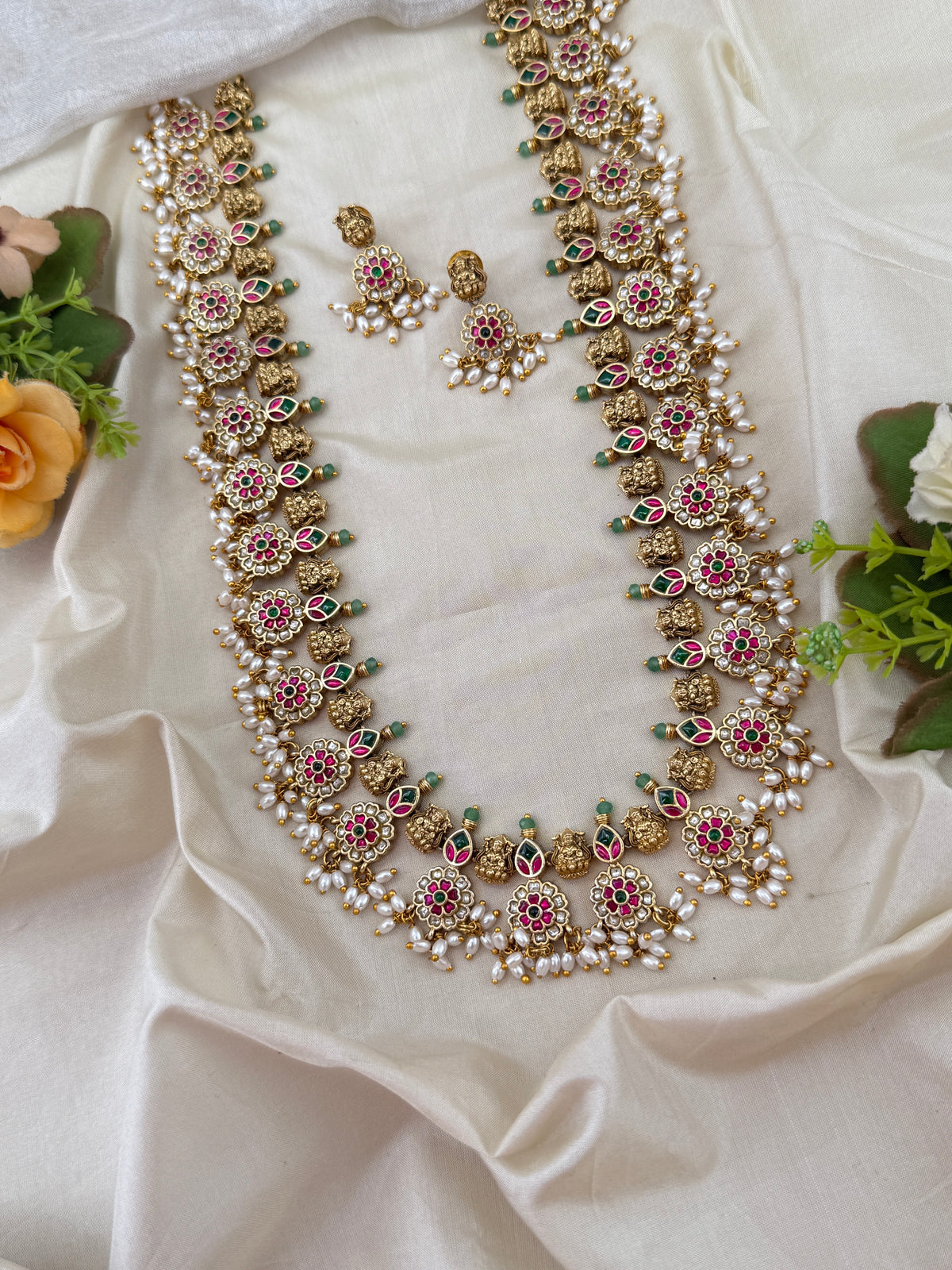 Antique Jadau Pearl Long Necklace Set | 226
