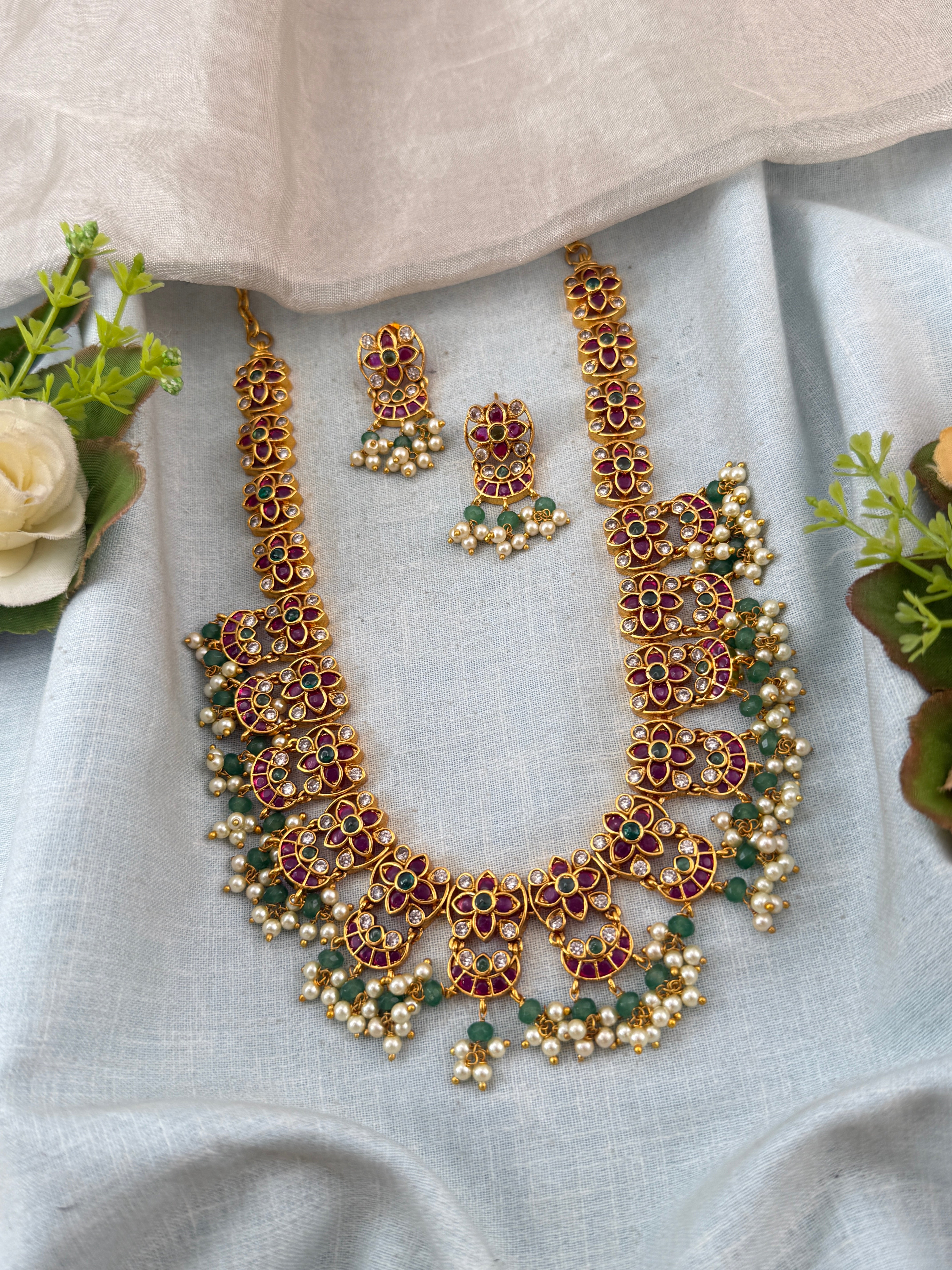 Antique Jadau Mid Long Necklace Set | 281
