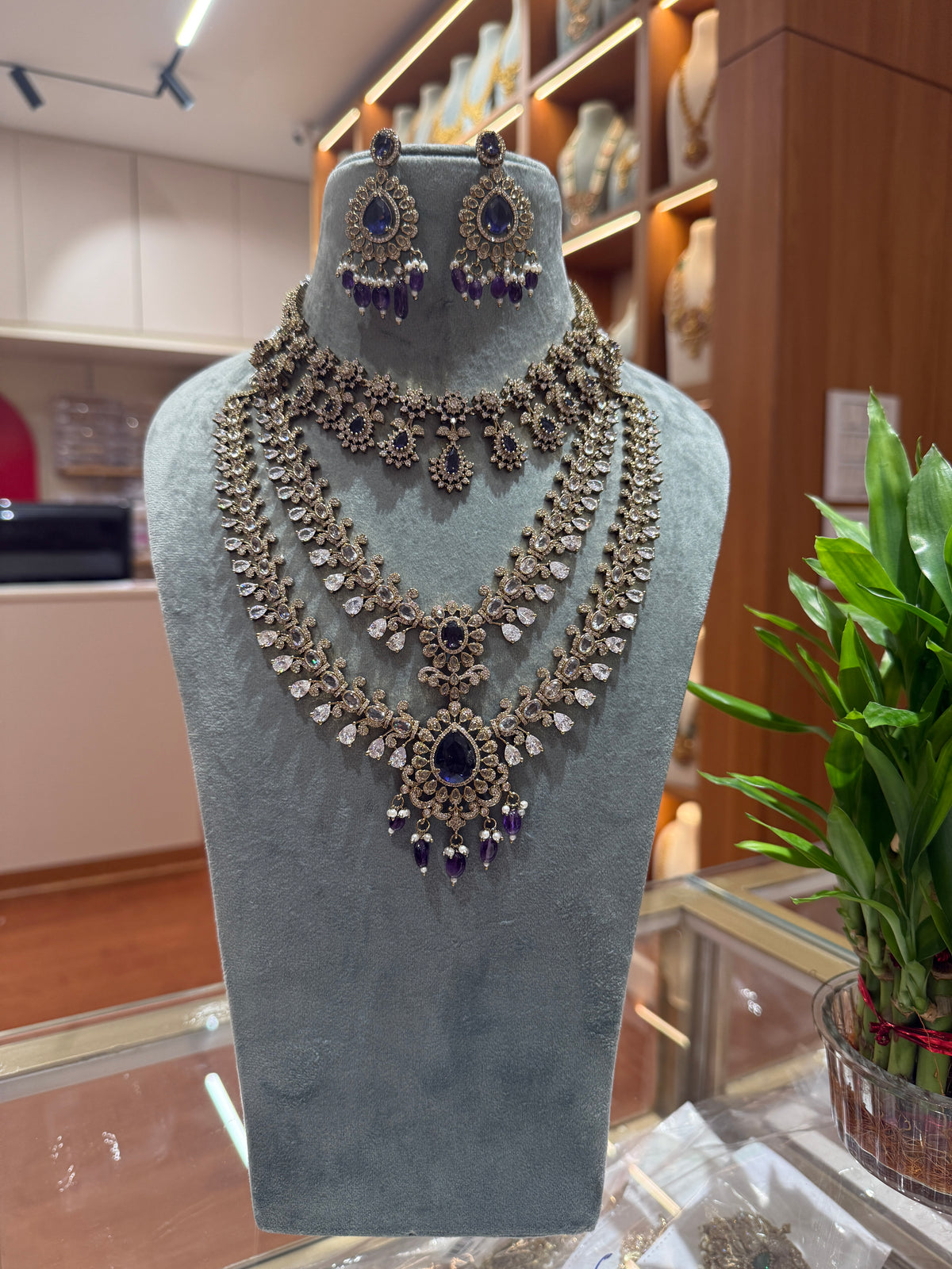 Victorian Stone Designer Necklace Full Bridal Set| NC0021