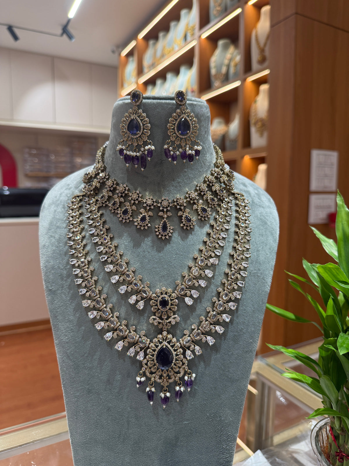 Victorian Stone Designer Necklace Full Bridal Set| NC0021