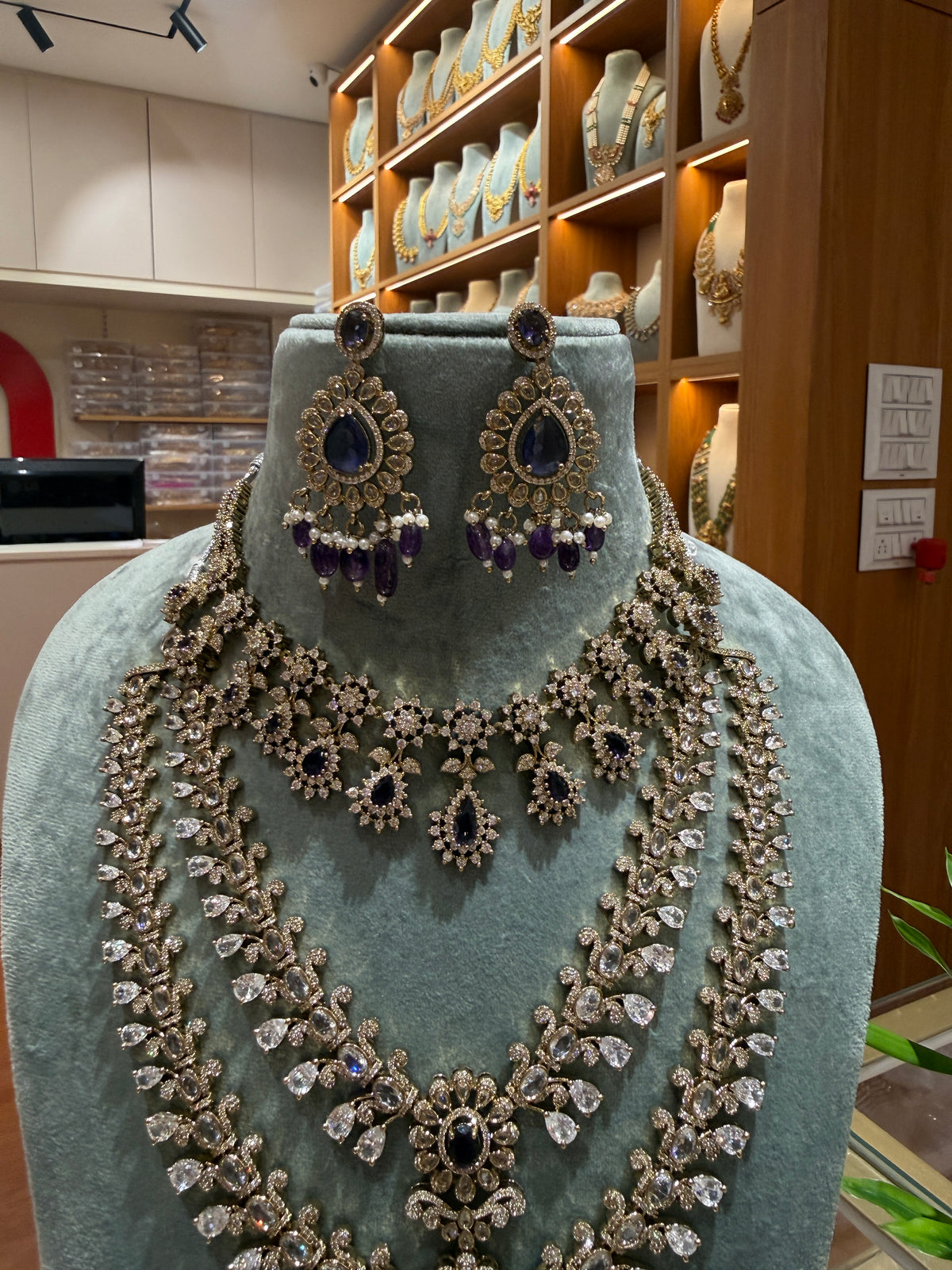 Victorian Stone Designer Necklace Full Bridal Set| NC0021