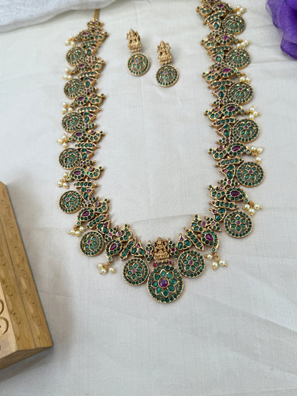 Luxurious Antique Lakshmi Long Necklace Set 0677