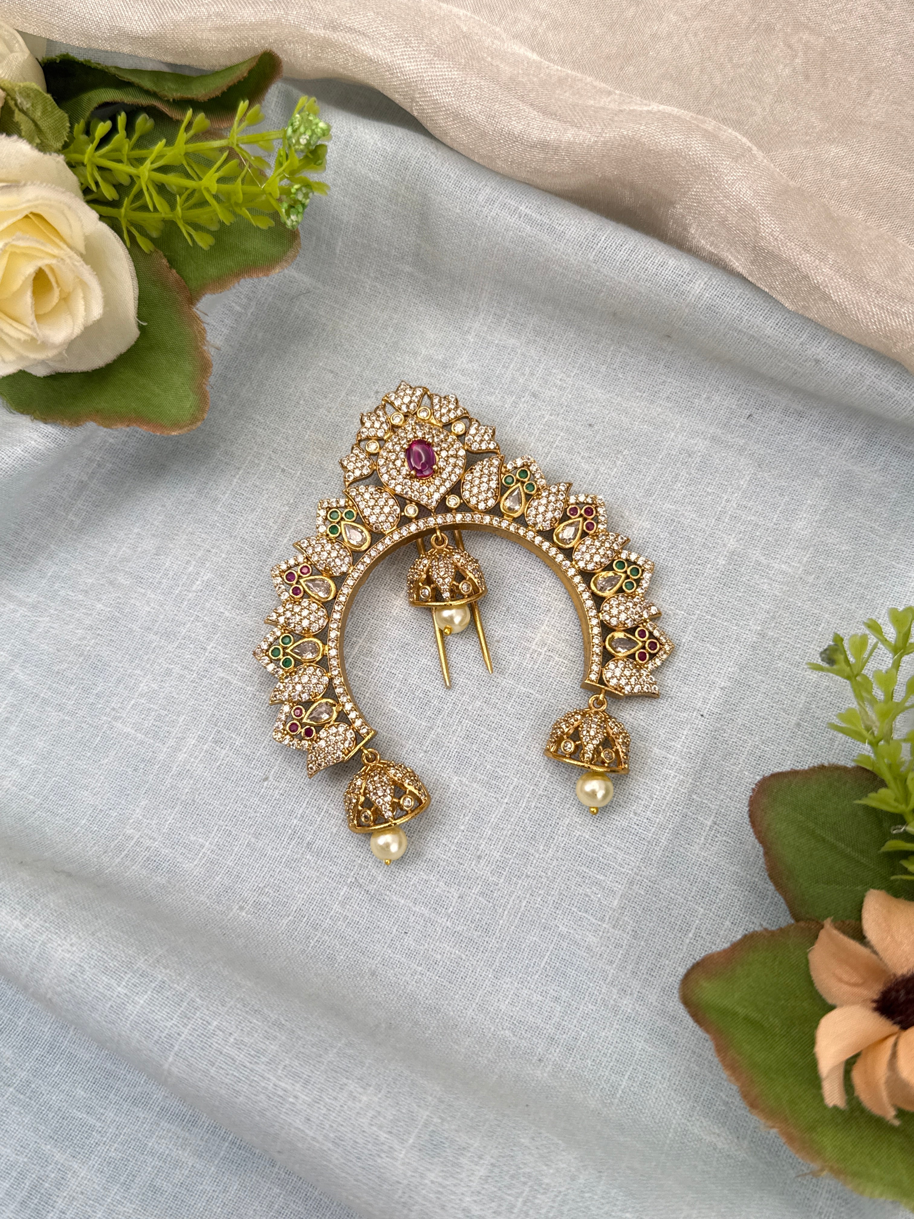 Traditional Gold Jadebille – South Indian Bridal Hair Accessory, jadebille, hair choti