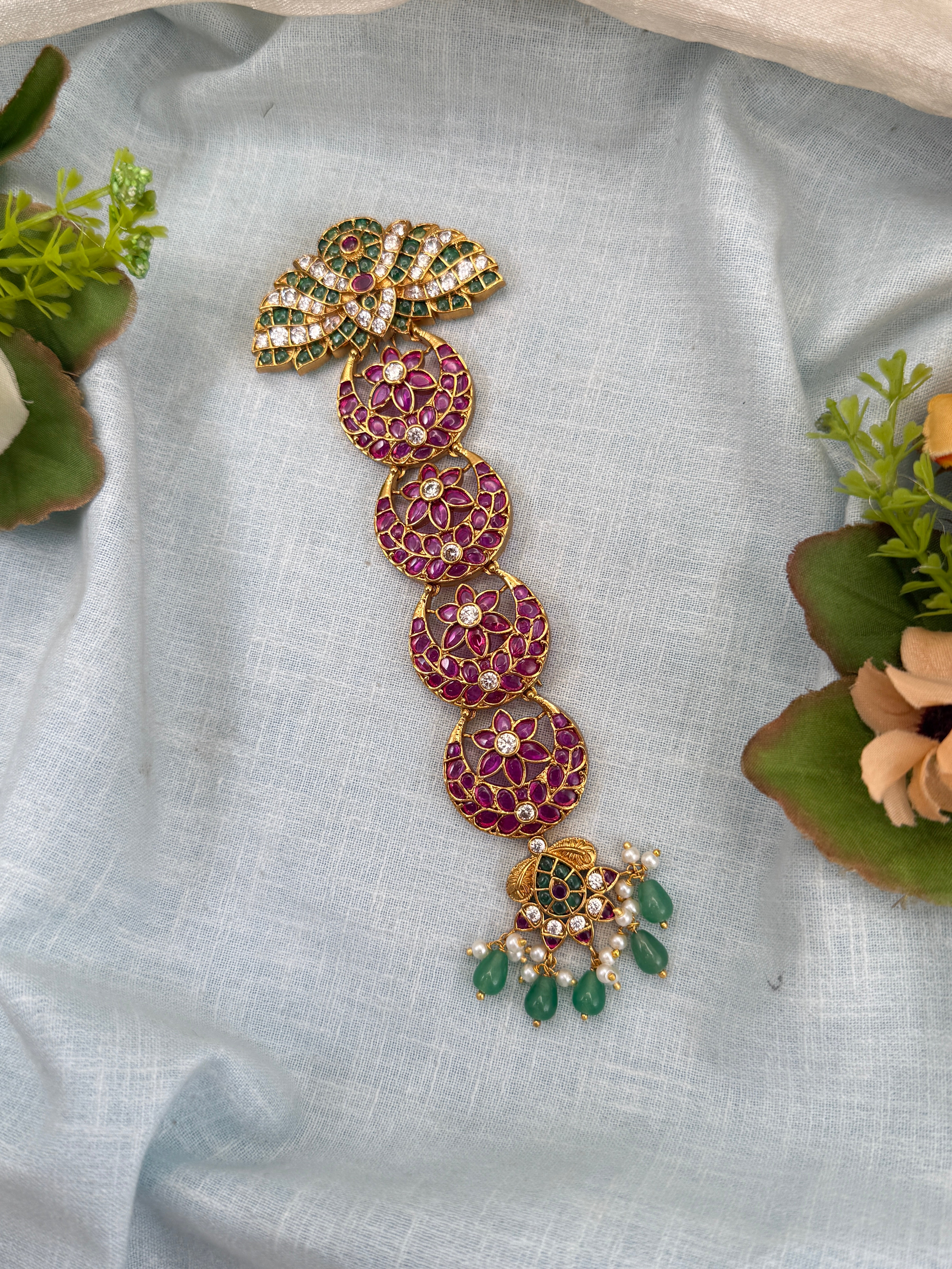 Traditional Gold Jadebille – South Indian Bridal Hair Accessory, jadebille, hair choti