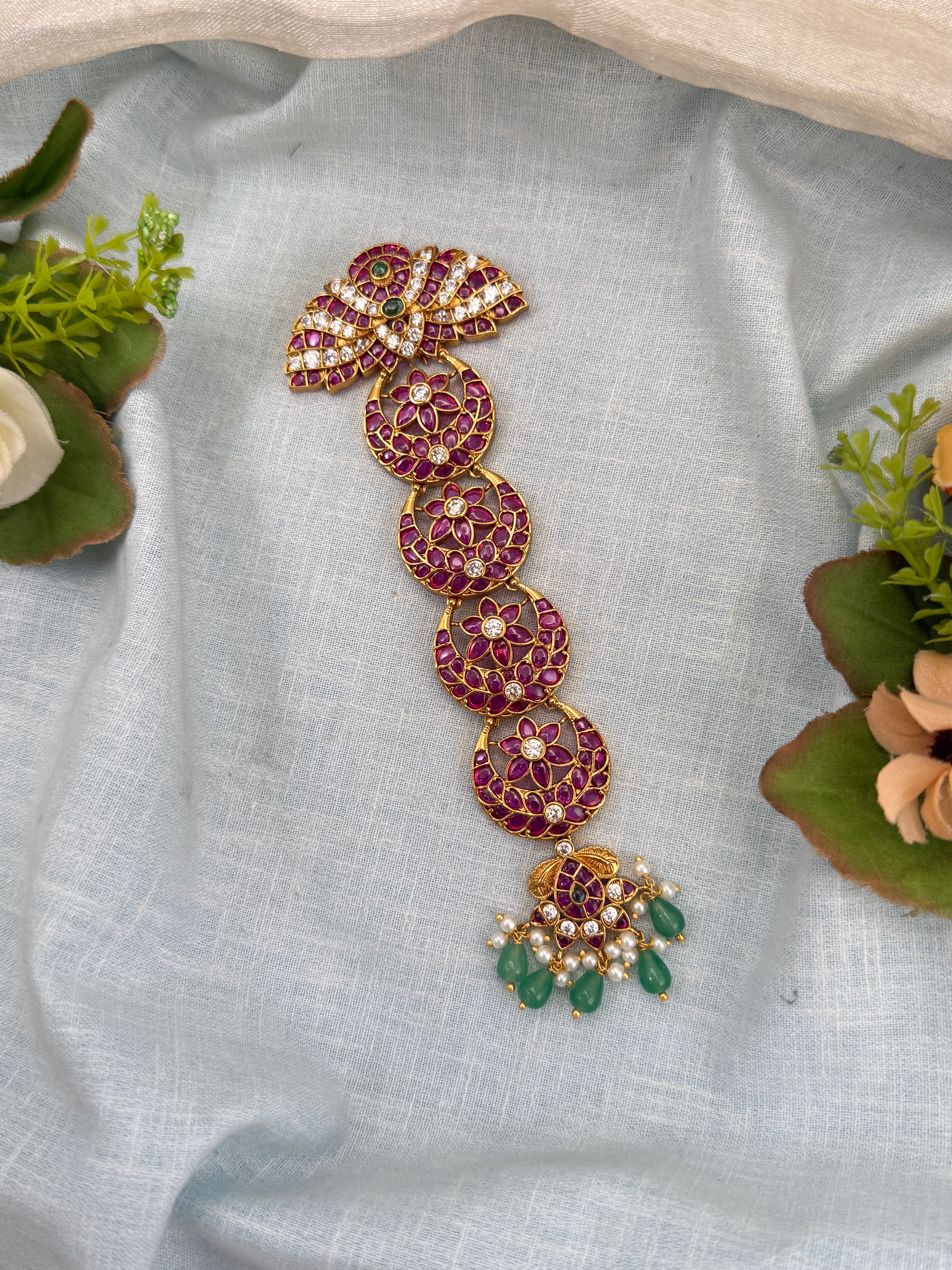 Traditional Gold Jadebille – South Indian Bridal Hair Accessory, jadebille, hair choti
