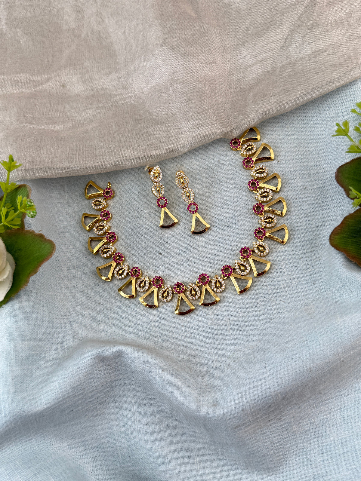 Designer Stone Gold Necklace Set | N0061