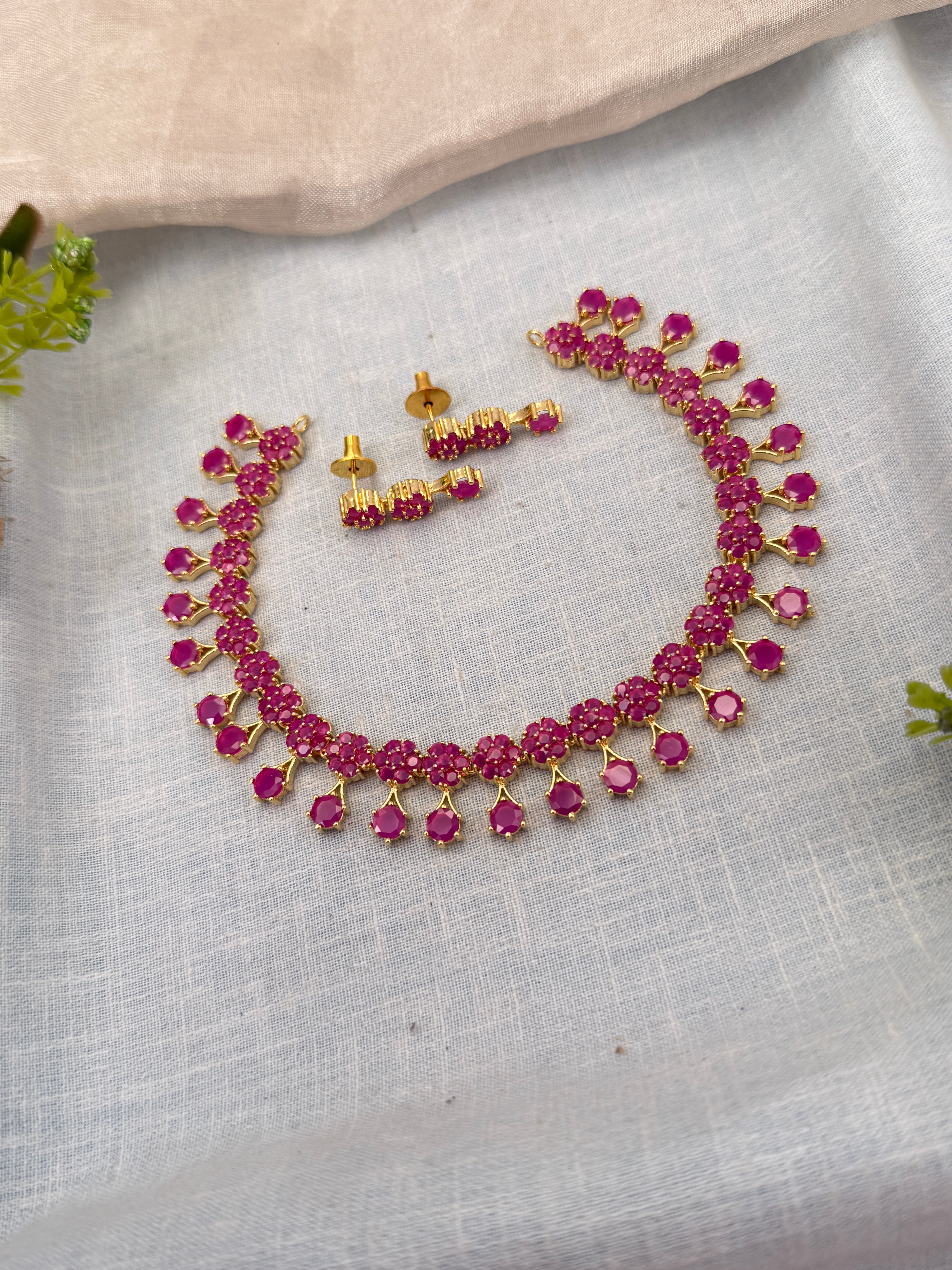 Royal Pearl Stone Short Necklace Set 691