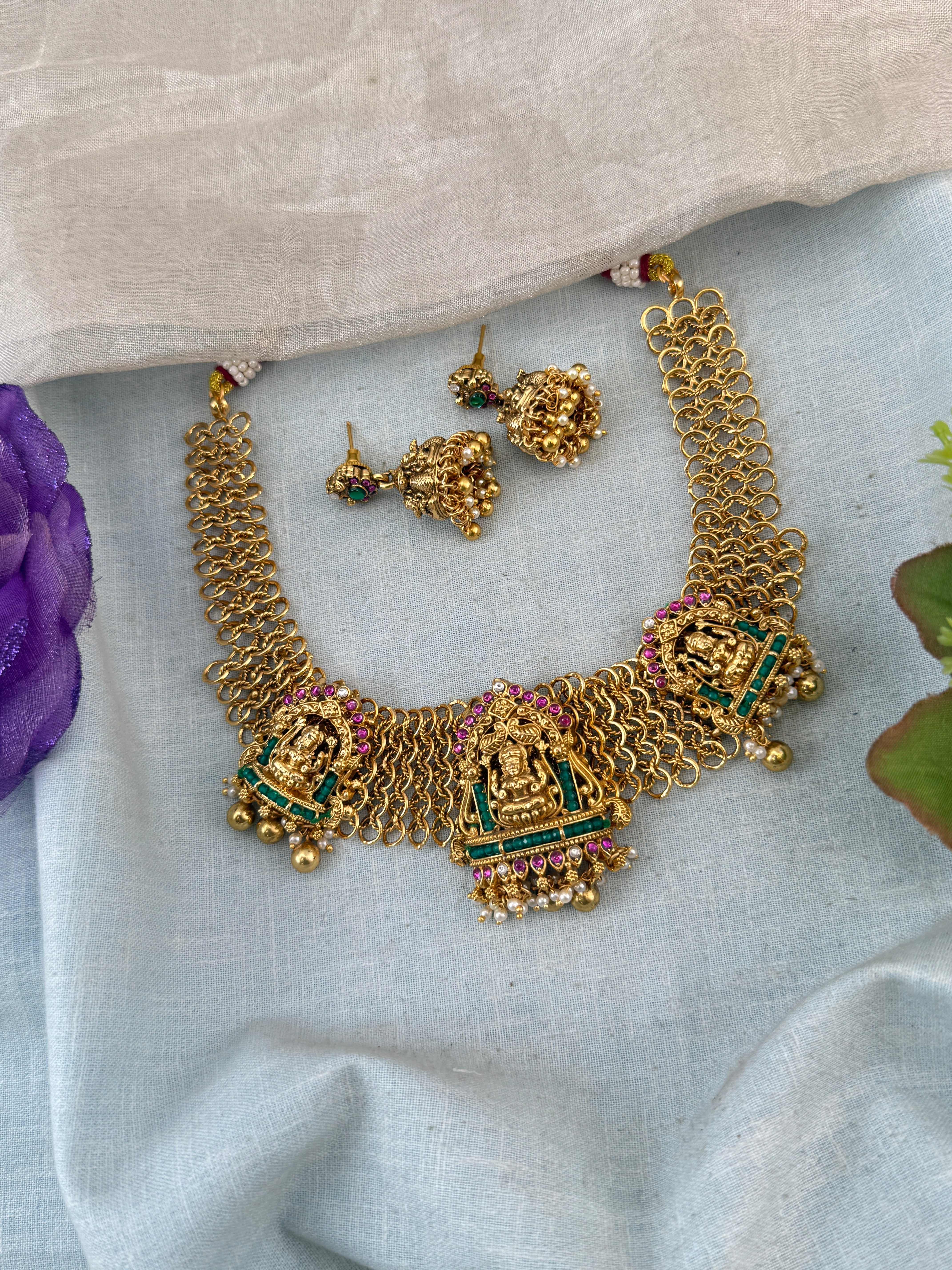 Antique Necklace Layer Pendant Grand Short Set | N0017