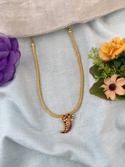 Jadau Necklace Pendant Chain Royal Short Set | N0046
