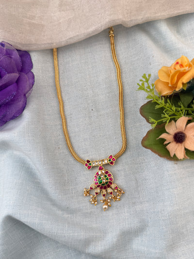 Jadau Necklace Pendant Chain Royal Short Set | N0041