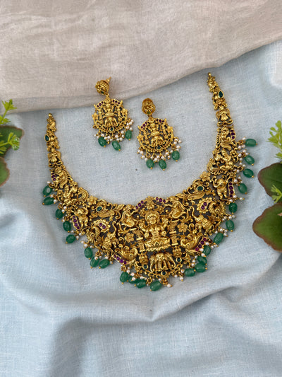 Antique Necklace Peacock Lakshmi Royal Choker Set | N0096