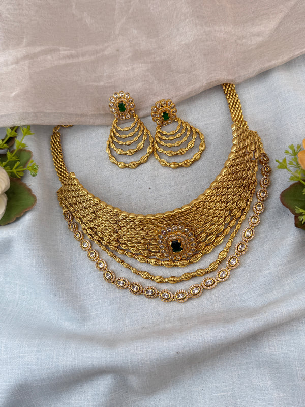Antique Necklace Kundan Stone Royal Choker Set | N0090