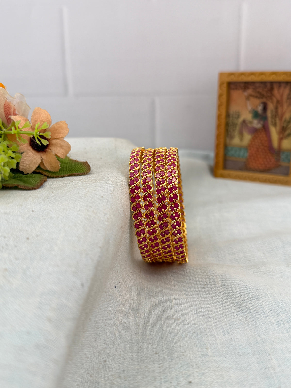 Antique temple style bridal bangles for women by Mahila